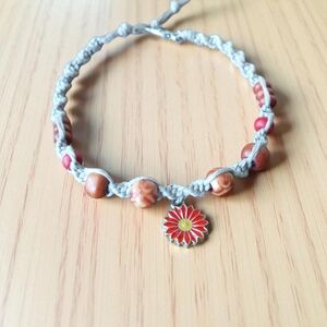 Handcrafted Red Daisy Anklet